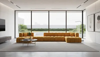 Image de Canapé d'angle canapé en U Grand U Big XL 500 cm, tissu velours Salvador, jaune