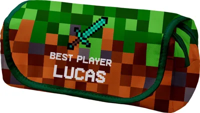 Produktbild von Personalisierte Mäppchen Federtasche mit Namen Schlamperbox Federmäppchen mit Klettverschluss Klappe Schüleretui Stiftemappe mit zwei Reißverschlüssen Pixels [151]