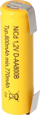 Produktbild von Flat Top NiCd Akku Mignon 1,2V 800mAh AA mit Lötfahnen in U-Form
