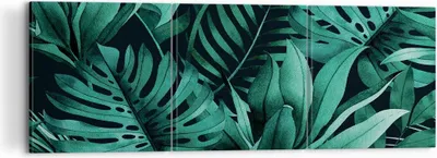 Produktbild von Bild auf Leinwand - Leinwandbild - 3 Teile - Blätter Grafiken Monstera - 120x40cm - Wand Bild - Wanddeko - Wandbilder - Leinwanddruck - Bilder - Wanddekoration - Leinwand bilder - CA120x40-4886