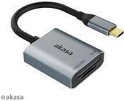 Obrázok produktu pre Akasa AK-CR-10BK, Microsd (transflash), MicroSDHC, MicroSDXC, SD, SDHC, SDXC, Čierna, Strieborná, 5000 Mbit/s, Hliník, USB 3.2 Gen 2 (3.1 Gen 2) Type-C, 35 mm