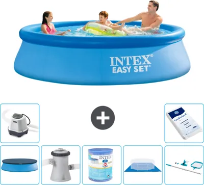 Produktbild von Intex runder aufblasbarer Easy Set-Pool – 305 x 76 cm – Blau – im Lieferumfang enthalten Abdeckung - Filterpumpe für Schwimmbad - Filter - Bodenplane - Reinigungskit - Salzwassersystem