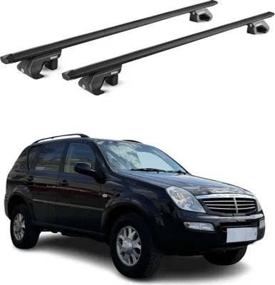 Image de Barres de toit transversales pour Ssangyong Rexton I 2001-2006 5 P Noir 2x ABE