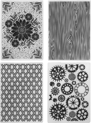 Produktbild von 4 Stück Kunststoff-Prägeordner, geprägte Vorlage, DIY-Kartenherstellung, Scrapbooking, Papierhandwerk-Werkzeug