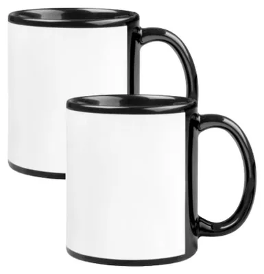 Produktbild von Plottermarie Sublimationsrohlinge Sublimations-Tassen für personalisierte Geschenkideen – Sublimationsrohlinge, Fotogeschenke, Personalisierung & DIY Schwarze Tasse mit Druckfeld 2er Set