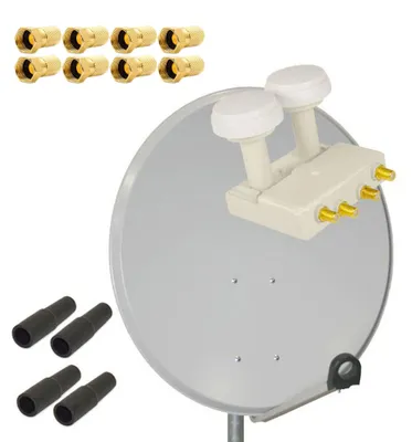 Produktbild von PremiumX SAT Anlage 80cm Antenne Quad Monoblock 8x F-Stecker 4x Gummitülle