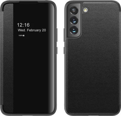 Image de Etui pour Samsung Galaxy S22 Plus 5G étui à rabat en cuirPolyuréthanefin avec fenêtre d'affichage noir