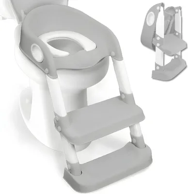 Produktbild von Kinder WC Sitz Verstellbar Klappbar Antirutsch Grau Weiss