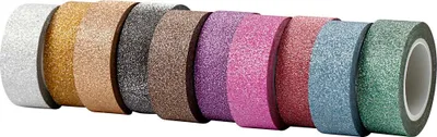 Produktbild von Glitzer-Klebeband, B 15 mm, Sortierte Farben, 10x6m