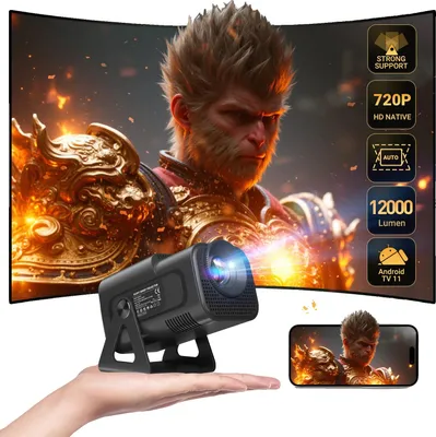 Zdjęcie produktu dla Projektor, obsługa 4K, ręczne ustawianie ostrości i korekcja geometrii obrazu, czarny