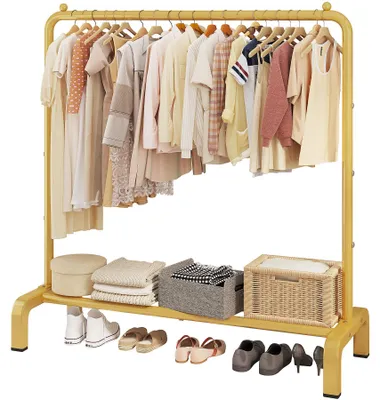 Immagine prodotto di Appendiabiti in metallo - 110 cm - Oro - Con scarpiera
