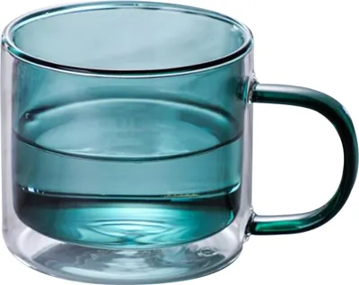 Image de Gobelet en verre isolé à double paroi, gobelet transparent coloré avec anse, tasse à café