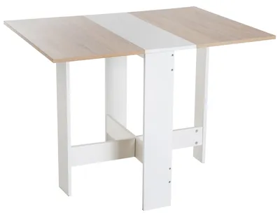 Produktbild von Ausziehbarer und klappbarer Esstisch aus wei?er Eiche, Ma?e 103 ¡Á 76 ¡Á 73,5 cm