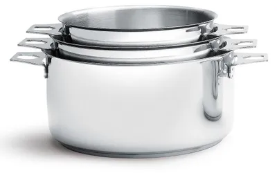 3-teiliges Twisty-Topfset, Edelstahl, 16/18/20 cm, induktionsgeeignet