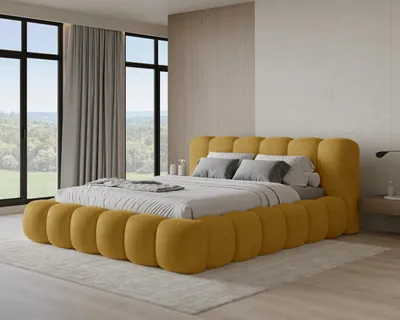 Produktbild von Chilly Möbel Design Polsterbett Stone Samt Stoff Gelb 140x200 cm mit Stauraum Velluto 08