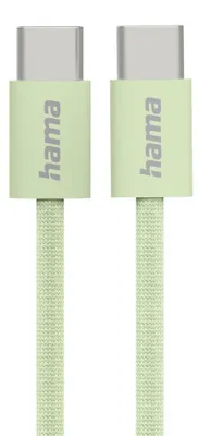 Produktbild von Ladekabel Fabric, USB-C - USB-C, 1m, Nylon, Grün (00201726)