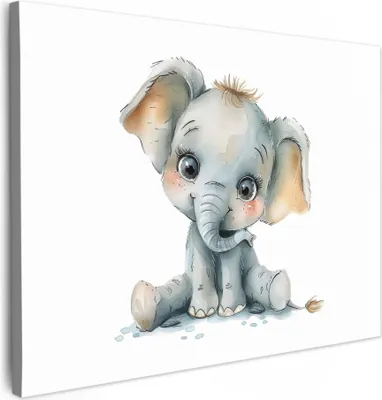 Produktbild von Leinwand Bilder 40x30 cm - Kinder Tiere - Elefant, Bilder, Wanddeko, Wandbilder Wohnzimmer