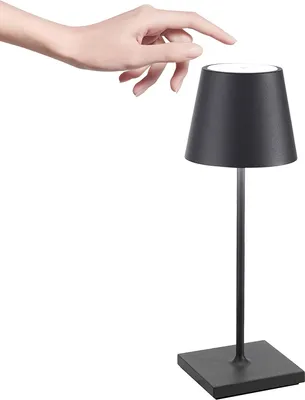 Image de Lampe de table LED Poldina Pro Mini Gris Foncé, rechargeable et dimmable avec une autonomie allant jusqu'à 12 heures
