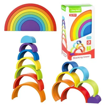 Image de Tour à empiler arc-en-ciel pour bébé, 7 pièces