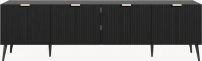 Produktbild von Fernsehschrank ‘Nand’ mit 4 Türen geriffelt 180 x 35 x 51 cm Schwarz