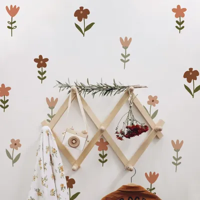 Productafbeelding van Wandstickers, bloemen, 72 stuks, zelfklevend, voor kinderkamers