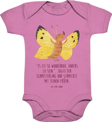 Produktbild von Mr. & Mrs. Panda Babybody Schmetterling Zitronenfalter 1. - 3. Monat - Bubble Gum Pink - Geschenk, Liebe, Strampler Baby, Lustige Sprüche, babykleidung body, Einteiler