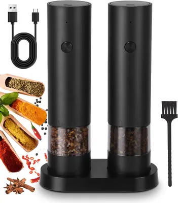 Produktbild von Automatisches Pfeffermühlen-Set 2 Stück, Mahlstufen verstellbar, für Grill, Küche, Restaurant