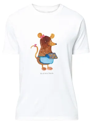 Produktbild von Mr. & Mrs. Panda Größe L T-Shirt Maus Kekse - Weiß - Geschenk, Backen, Weihnachten, mit Spruch, Weihnachtskekse, Tshirt, Winter, Plätzchen, Shirt