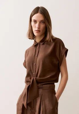 Produktbild von MORE & MORE Modal Blend Blouse with Knot Detai cool chocolate 36
