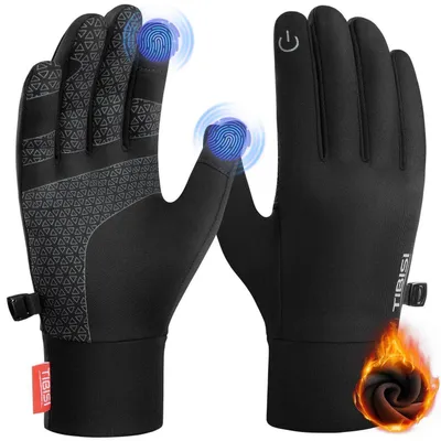 Produktbild von Winterhandschuhe Herren Damen Touchscreen Winddicht Rutschfest Elastisch Schwarz XL