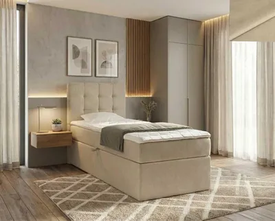 Produktbild von Boxspringbett INCANTO NORDELO New Velo 202 BEIGE, 120 x 200 cm mit Stauraum, Bonellmatratze und 4 cm Topper