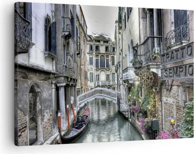 Produktbild von Bild auf Leinwand - Leinwandbild - Venedig Brücke Wasser - 70x50cm - Wand Bild - Wanddeko - Leinwanddruck - Bilder - Kunstdruck - Wanddekoration - Leinwand bilder - Wandkunst - AA70x50-3522