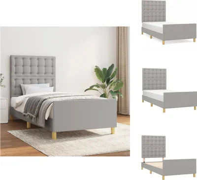 Immagine prodotto di vidaXL Struttura letto con testiera in tessuto grigio chiaro 100x200 cm - Letti e strutture letto