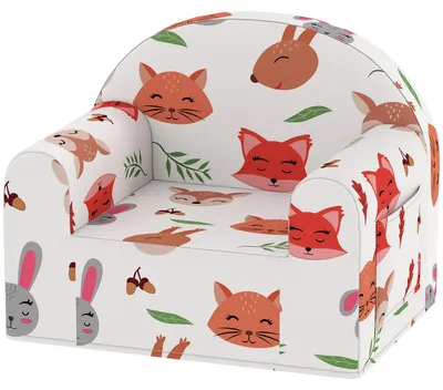 Produktbild von Kindersessel mit Fuchsmotiv, Sofa fš¹r Kinder von 18-36 Monaten, mit abnehmbarem Bezug und Tasche, 54 x 40 x 43 cm, Wei?