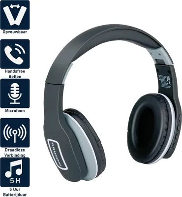 Produktbild von Grundig Kopfhörer Kabellos Bluetooth - Kopfhörer Over Ear mit 5 Stunden Spielzeit - Kabellos mit Mikrofon - Inkl. 3,5mm Audiokabel und USB-C Ladekabel