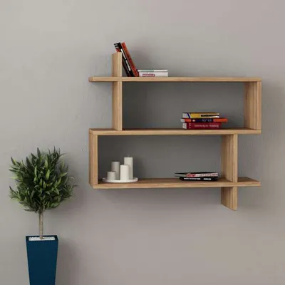 Produktbild von DECORTIE Paralel Wandregal Modernes Bücherregal Eiche 70 x 22 x 65 cm