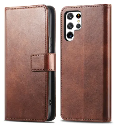 Zdjęcie produktu dla Etui imoshion Luxe do książek dla Samsung Galaxy S22 Ultra - Ciemnobrązowe