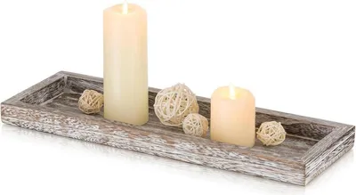 Image de Plateau en bois Déco 38cm Vintage Plateau à bougies en bois