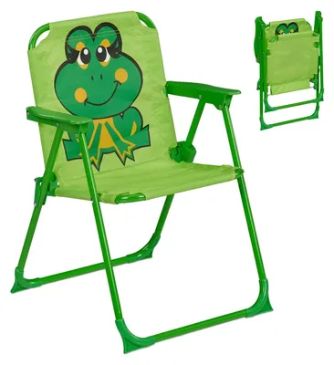 Produktbild von Kinderklappstuhl Campingstuhl Gartenstuhl - Metall - Mit Frosch - 51,5 x 36 x 37,5 cm