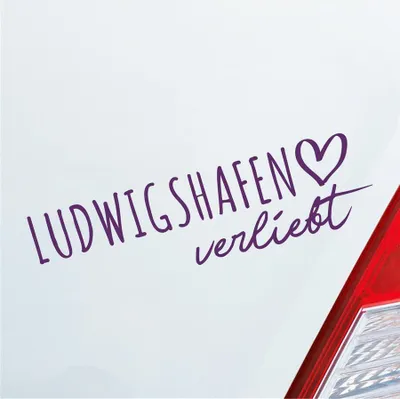 Produktbild von Auto Aufkleber Hellweg Druckerei Ludwigshafen verliebt Herz Stadt Heimat Liebe Car 19x19 cm Lila Sticker Heckscheibenaufkleber