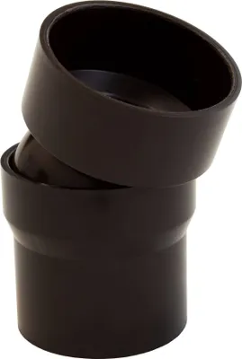 A dark brown PVC pipe fitting, angled.