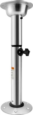 Produktbild von Tischbein für Boot Wohnmobil Caravan - Teleskop Tischfuß - Höhenverstellbar 56,5–72 cm - 2 abnehmbare Sockel - Ø6 cm Rohr - Silber
