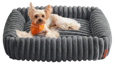 Image de Panier de couchage orthopédique pour chien, lavable, de couleur gris anthracite, dimensions : 71 x 55 x 18 cm