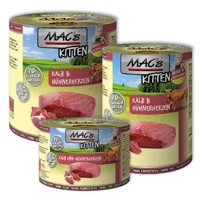Produktbild von 6 x 200g MAC's Cat Kitten Kalb & Hühnerherzen