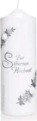 Produktbild von Kerze zur silbernen Hochzeit mit Namensverzierung aus hochwertigen Wachsbuchstaben (Nr 32)