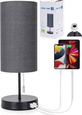 Productafbeelding van Aigostar bureaulamp met USB-oplaadfunctie, E27, zwart, 38,5 cm, combinatie van metaal en hout