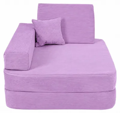 Produktbild von AngeLove Kindersessel 5 in 1 mit Schlaffunktion aus feinem Cord, Bezug waschbar | Spielsofa und Leseecke für Kinder, Lavendel