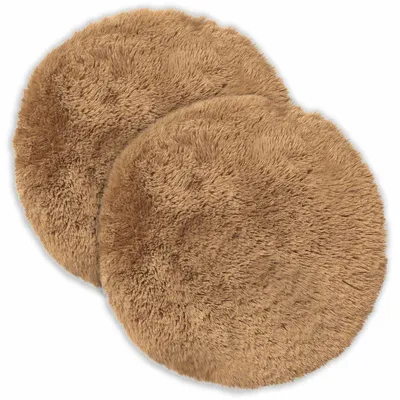 Image de vidaXL, 2 housses de coussin, modèle HEERLEN, couleur taupe, diamètre 60 cm, en polaire