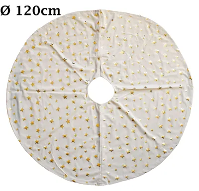 Produktbild von Kuschlige Christbaumdecke Rund Ø 120cm Weihnachtsbaumdecke Weihnachtsbaum Decke Tannenbaum Unterlage, Farbe:Beige / Sterne