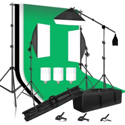 Produktbild von Fotografie Beleuchtungsset, Softboxen, verstellbare Lichtstative, Foto Studio Set